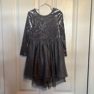 4T, grey velour and tulle dress, long sleeve, Cat & Jack.
